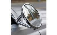 Polished Silver Vintage Car Rearview Mirrors Long Tapered Arms Chrome Round Rearview Mirrors Mounting Gaskets Vintage Round Car Mirror