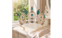 Bridal Crown Baroque Bridal Tiara Ornate Crown with Comb for Pageant Contestants, Artists, Weddings, Stage Performances, Costume Parties