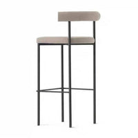 Industrial Design Minimalist High-Legged Stool Designer Inspired Counter Chair Padded Backrest Home Furniture Upholstered Seat for Interior Designers, Business Owners, Cafe, Restaurant, Kitchen Island, Dining Room