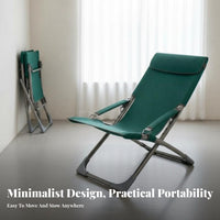 Lightweight Office Rest Chair Padded Headrest Foldable Recliner Breathable Material Portable Recliner Anti-Slip Feet for Homeowners, Beachgoers, Balcony, Outdoor, Backyard, Camping
