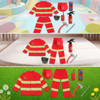 Realistic Design Kids Firefighter Costume Set Reflective Stripes Kids Firefighter Uniform Sturdy Materials for Boys, School Events, Parties