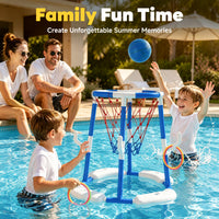 2-in-1 Floating Water Basketball Hoop for Kids Pool Party Outdoor Toys