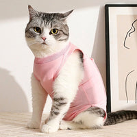 Cat Recovery Suit with Turtleneck, Sleeveless Neuter Suit for Cats, Fastener Closure Spay Suit