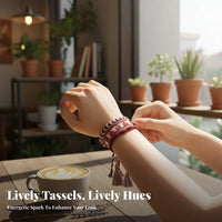 3 Pieces 3-Piece Embroidered Bracelet Set Handmade Adjustable Braided Bracelet Layered Fashionable Appearance Accessory for Women, Beach, Festival
