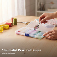 Clear Compartment Container Transparent Multi-Grid Organizer Case Dustproof Clear Divider Storage Container for Hobbyists, Craft Room