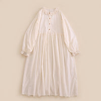 Maxi Dress for Women UK with Embroidered Doll Detail, Long Sleeve Summer Dresses in Linen Blend, Plus Size Casual