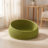 Rattan Cat Bed Handwoven Cat Bed Basket Woven Pet Basket Washable Stain-Resistant for Cats, Living Room