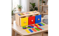 Child-Centered Wooden Color and Shape Sorter Hand-Eye Coordination Wooden Box with Drawers Matching Box with Drawers Learning for Homeschool
