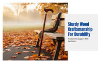Walking Cane for Seniors, Sturdy Handmade Wood, Anti-Slip, Lightweight, Four-Leg Dragon Head Design