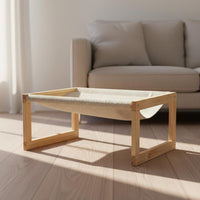 Elevated Cat Lounger Breathable Material Wooden Frame Pet Bed for Cats