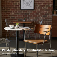 Modern Design Upholstered Armchair with Wooden Frame Minimalist Aesthetic Upholstered Frame Armchair Ergonomic rearrest Dining Chair for Cafe Owners, Homeowners, Interior Designers, Living Room, Restaurant, Lounge Area, perusing alcove