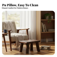 sturdy Wood Legs Upholstered Low Square Stool Multi-Purpose Upholstered Ottoman Soft Padded pad Footrest space-efficient Design for Homeowners, Adults, Children, Living Room, Entryway, Bedroom, Under Desk