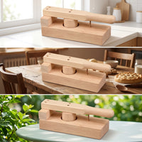 Deepened Wooden Pastry Press with Handle Versatile Pastry Pressing Mold Handheld Pastry Press with Mold Heavy-Duty for Bakers, Home Cooks, Baking, Snack Making, Kitchen