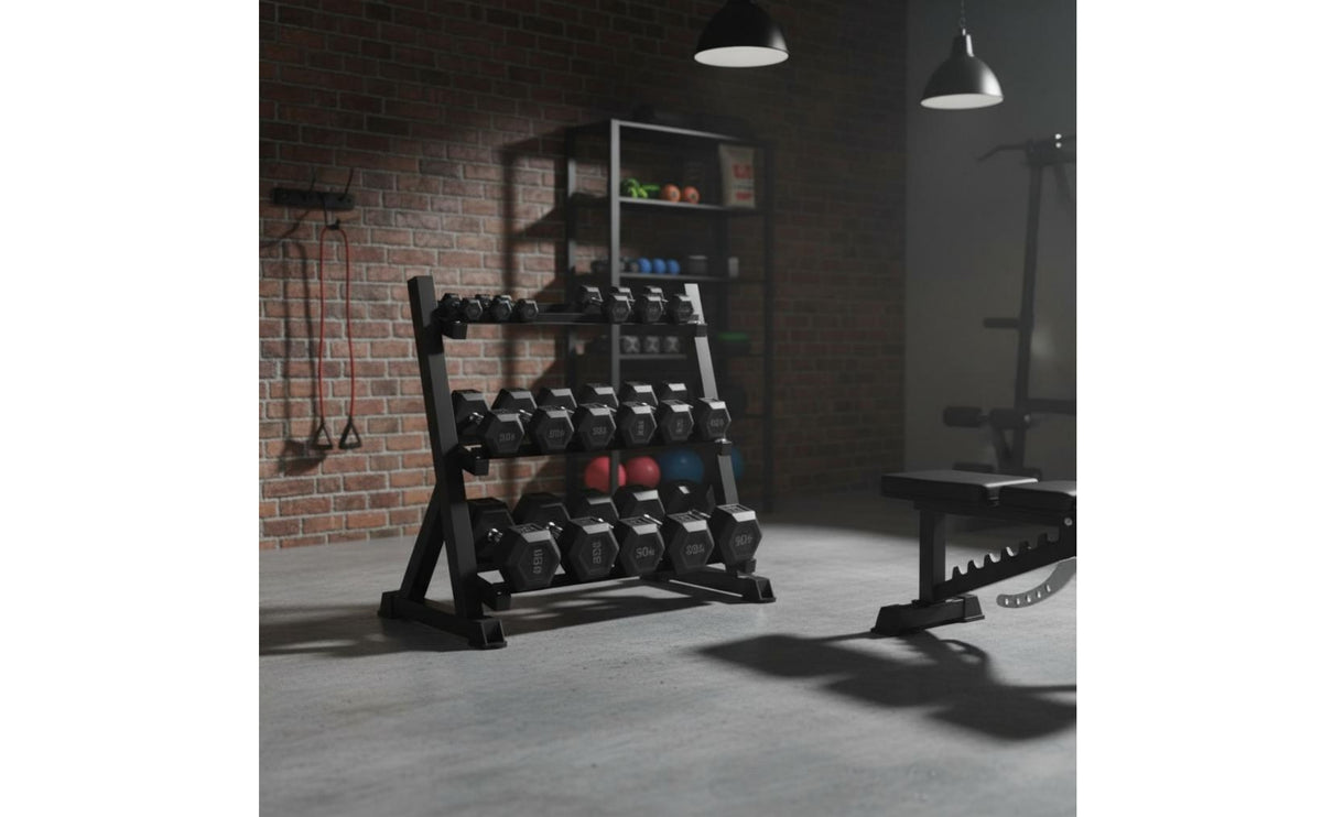 3 Tier Dumbbell Rack Sturdy Metal Frame Hex Dumbbell Rack Stable Base for Home Gym Users, Fitness Room