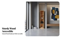 hardwood Wood Construction Tall Narrow Shelving Unit Space-Saving Design Tall Narrow Shelving Tower adaptable Placement shelving unit Minimalist aesthetic for Book Lovers, Collectors, Apartment Dwellers, Home Office, Bedroom, Small Spaces, Hallmethod