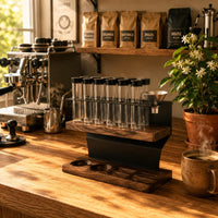 Coffee Bean Storage Display Rack Wooden Coffee Foundation Station Organizer Black Metal Frame Bottle Display Stand