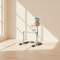 Freestanding Pool Basketball Hoop Set Compact Pool Goal with Soccer Net Portable Floating Basketball Hoop Sturdy for Backyard