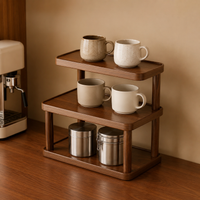Walnut Wood Desk Shelf, Minimalist Monitor Stand for Home Office, Reinforced Desktop Organizer Tabletop Shelf