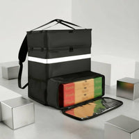 Portable Insulated Pizza Delivery Bag Waterproof Large Capacity Thermal Food Carrier Reflective Strips for Caterers, Picnics
