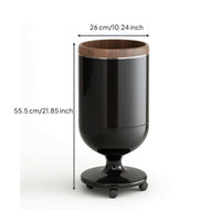 Pedestal-Base Trash Can with Wood Rim Floor-Standing Open-Top Trash Can Modern Wastebasket Minimalist for Office