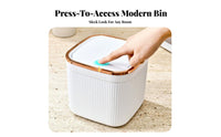 Desktop Trash Can Compact Design Mini Waste Basket Light Luxury Design Press-Top Trash Can for Office Workers, Students, Tabletop, Living Room