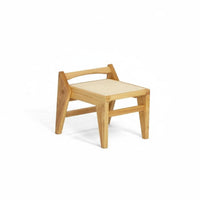 Mortise and Tenon Joinery Woven Top Wooden Stool Wabi-Sabi aesthetic Indoor Furnishing sturdy Wood Frame Footrest Multi-Purpose for Design fans, Homeowners, Interior Designers, Entryway, Living Room, Bedroom, Balcony