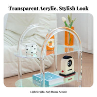 Transparent Look Iridescent Side Table Easy to Move Multi-Tier Storage cart adaptable Use Rolling Shelf Space-Saving for Apartment Dwellers, Interior Design aficionados, Small Spaces, Living Room, Bedroom, Kitchen