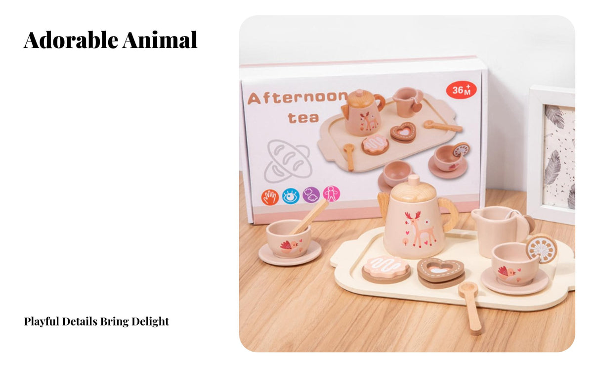 Wooden Afternoon Tea Set High-Quality Wood Wooden Tea Set Imaginative Play