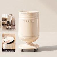Trash Can with Lid Cylindrical Hinged-Lid Bin Modern Pedestal Trash Can for Washroom, Office, Bedroom