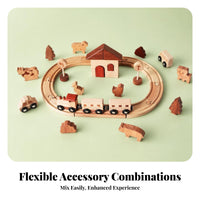 Wooden Train Set Scenery Pieces Wooden Railway Toy Creative Play Railroad Playset for Children