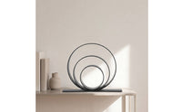 Tabletop Ornament with Concentric Rings Modern Metal Circle Sculpture on Base Decorative Geometric Table Ornament for Entryway