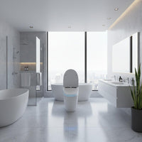 AI Voice Control Smart Toilet Anti-Splash Foam Tankless Smart Toilet Warm Air Dryer Self-Cleaning Nozzle for Elderly, Women, Kids