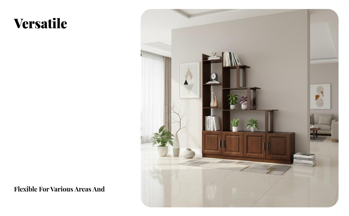 Multifunctional Entryway Cabinet with Display Case Chinese Design Staggered Shelf Room Divider Multi-Functional Partition Screen Freestanding for Homeowners, Apartment Dwellers, Office Managers, Bedroom