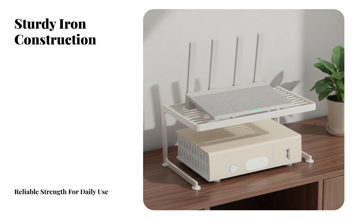 Router Stand Heat Dissipation Design Router Rack Space Saving Set-Top Box Holder for Living Room, Home Office