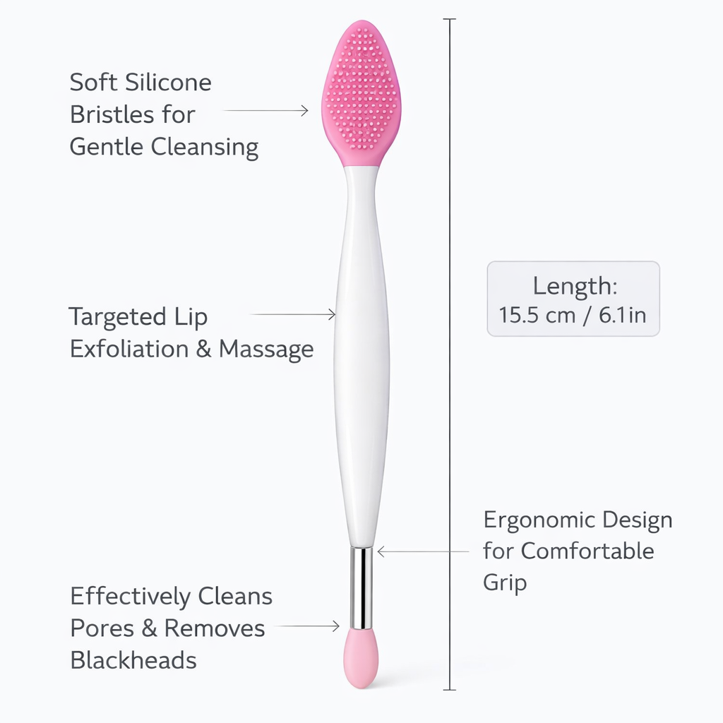 Facial Cleansing Brush Double Ended, Pore for Blackhead Removal, Handheld Massage for Daily Nose Cleaning Manual Design