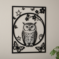 Owl Silhouette Metal Wall Art Decor for Living Room Bedroom