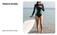 Long Sleeve Floral Swimsuit Padded Floral Print Wave Ing Suit Single Piece Sun Protection Swim Attire Quick-Dry Textile