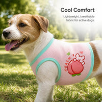 Pet Cooling Vest for Dogs, Breathable Ice Silk Shirt with Cartoon Fruit & Animal Prints, Summer Apparel