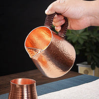 Large Capacity Copper Tea Pitcher Thickened Tea Fairness Cup Handmade Hammered Copper Pitcher Retro Design