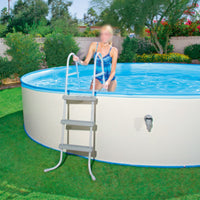 Above Ground Pool Ladder Gray Pool Ladder with Steel Frame Stable for Backyard