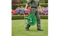 Effort-Saving Portable Irrigation Hose Winder Double Bearing Design Hand-Crank Hose Roller Padded Shoulder Straps Agricultural Equipment Comfortable Wooden Handle for Farmers