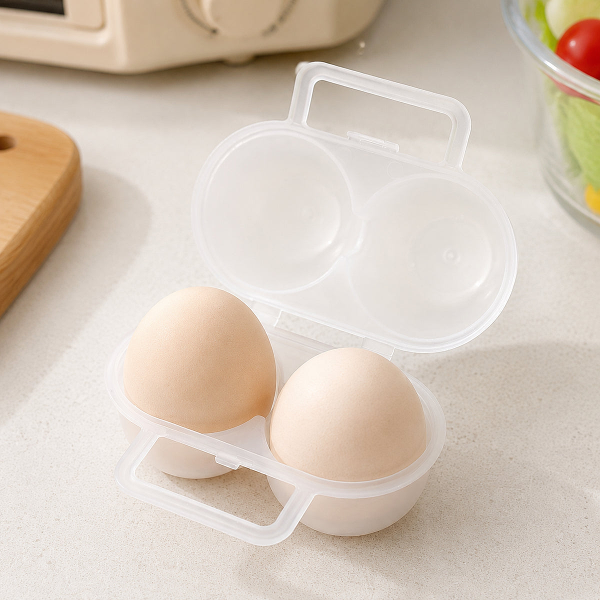 Egg Case, Holds 2 Eggs, Unbreakable, Boiled Egg Case, Transparent, Egg Holder, For Camping, Picnic, Portable