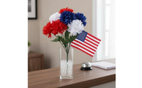 Long-Lasting Independence Day Centerpiece Reusable Patriotic Flower Arrangement American Flag Flower Bunch for Party, Tabletop