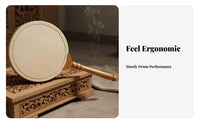 Handheld Design Fan Drum Includes Drumstick Single-Head Drum with Sticks Handmade Religious Article Crisp Sound for Buddhists, Music Lovers, Meditation Sessions, Cultural Performances, Concerts, Classrooms