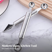 Stainless Steel Fruit Baller Multi-Functional Double-Ended Melon Baller Food Grade Double-Ended Fruit Baller for Chefs, Dessert Making, Garnishing