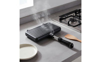 Detachable Double Frying Simple to Clean to Clean Double Sided Frying Pan Anti-Scald Handle Stovetop Sandwich Maker for Beginners, Outdoor