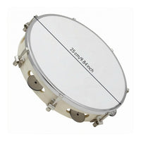 Wooden Tambourine White Drumhead Tambourine with Metal Discs Crisp Clear Percussive Sound Instrument