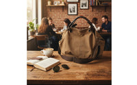 Canvas Tote Bag Vintage Style Canvas Shoulder Handbag Minimalist Design Large Capacity Crossbody Bag for Commuting