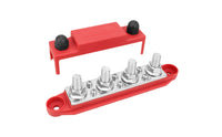 2 Pieces 48V DC 4-Way Bus Bar Positive and Negative 250A Bus Bar High Current 4 Stud Junction Block Heavy Duty for RV, Solar Panel, Automotive