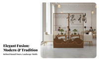 Moon Gate Privacy Screen Stable and Sturdy Chinese Partition Screen Divider Rust-Resistant Wrought Iron Booth Partition for Tea House Owners
